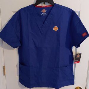 Dickies Blue Scrub Top w/Cross Ladies sz M NWT